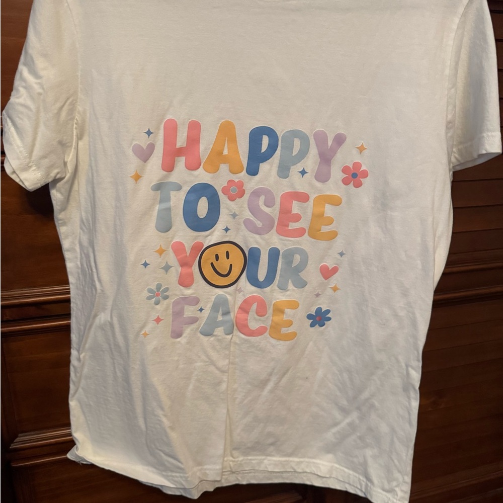 Women's Graphic Tee - White with Multicolor Print